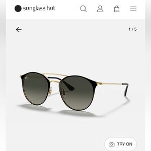 Ray-Ban Black and Gold Round Sunglasses